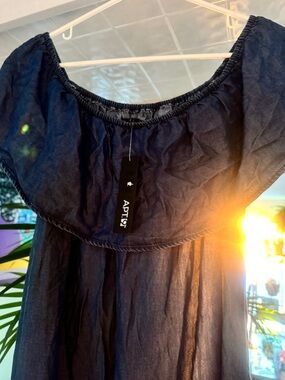 NWT Apt. 9 Denim Off-the-Shoulder Mini Dress - Ruffle Flounce - L